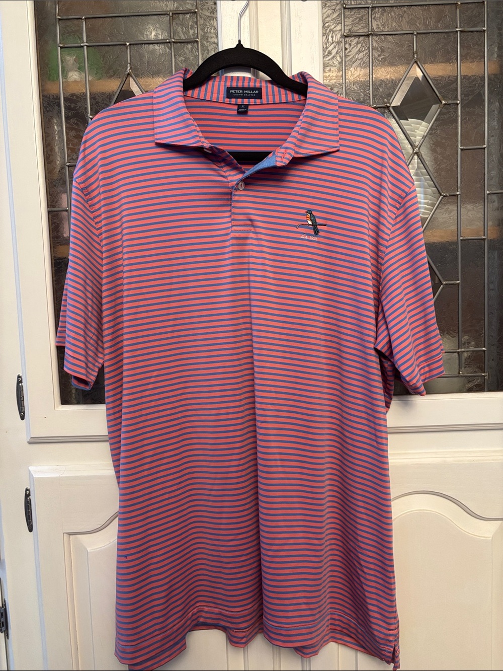 Peter Millar Pink and Blue Thin-Stripe Polo